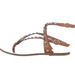 Isabel Marant Brown Leather Sandals with Studded Straps